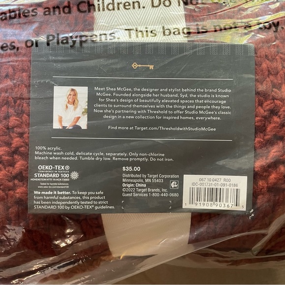 Bobble Striped Knit Throw Blanket Red - Threshold designed with Studio McGee NWT - Picture 7 of 8